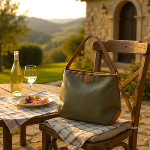 NEW Montana West Olive Pebbled Vegan Leather Shoulder Bag Purse Saddle Trim NWOT